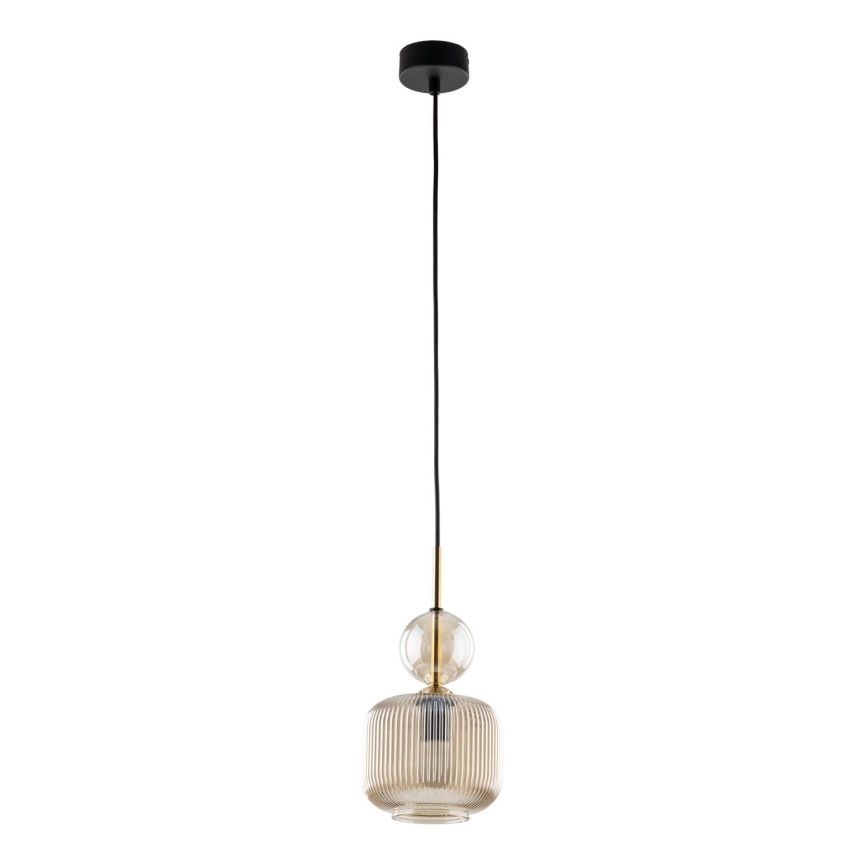 Lustr na lanku SOPHIA 1xE14/10W/230V černá/kouřová béžová