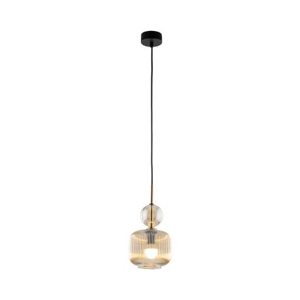 Lustr na lanku SOPHIA 1xE14/10W/230V černá/kouřová béžová