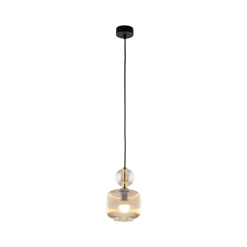 Lustr na lanku SOPHIA 1xE14/10W/230V černá/kouřová béžová