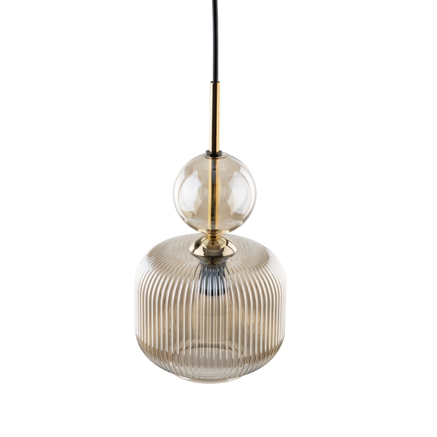 Lustr na lanku SOPHIA 1xE14/10W/230V černá/kouřová béžová