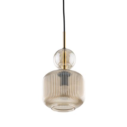 Lustr na lanku SOPHIA 1xE14/10W/230V černá/kouřová béžová