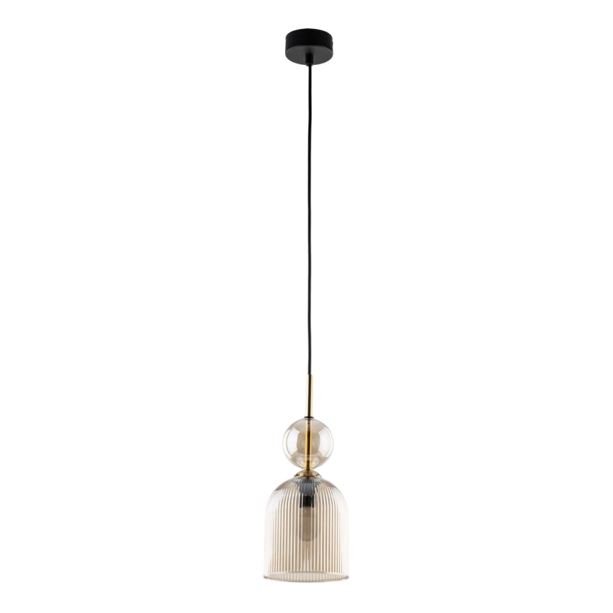 Lustr na lanku SOPHIA 1xE14/10W/230V černá/kouřová béžová