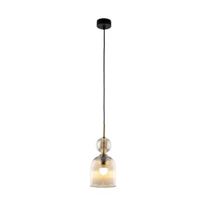 Lustr na lanku SOPHIA 1xE14/10W/230V černá/kouřová béžová