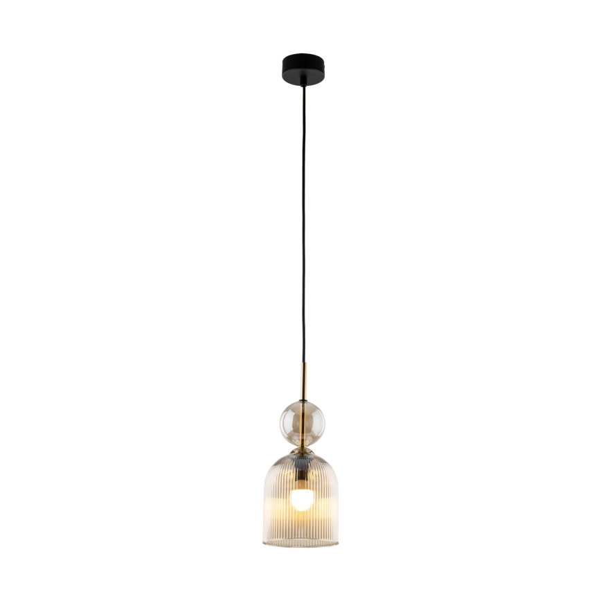 Lustr na lanku SOPHIA 1xE14/10W/230V černá/kouřová béžová