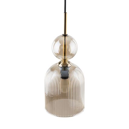 Lustr na lanku SOPHIA 1xE14/10W/230V černá/kouřová béžová