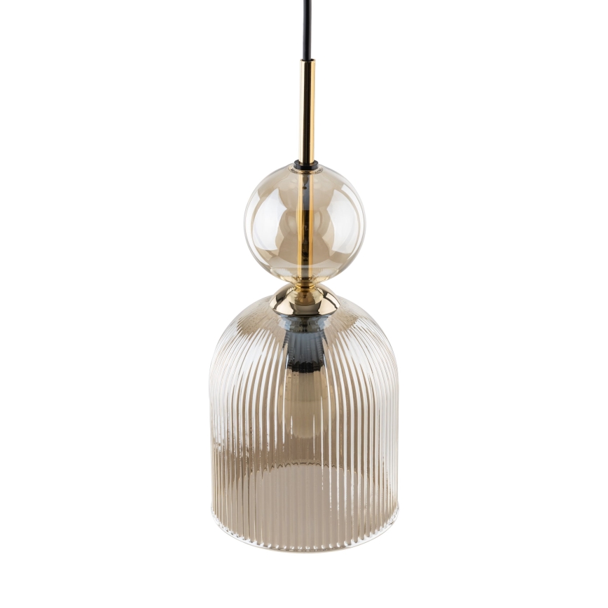 Lustr na lanku SOPHIA 1xE14/10W/230V černá/kouřová béžová