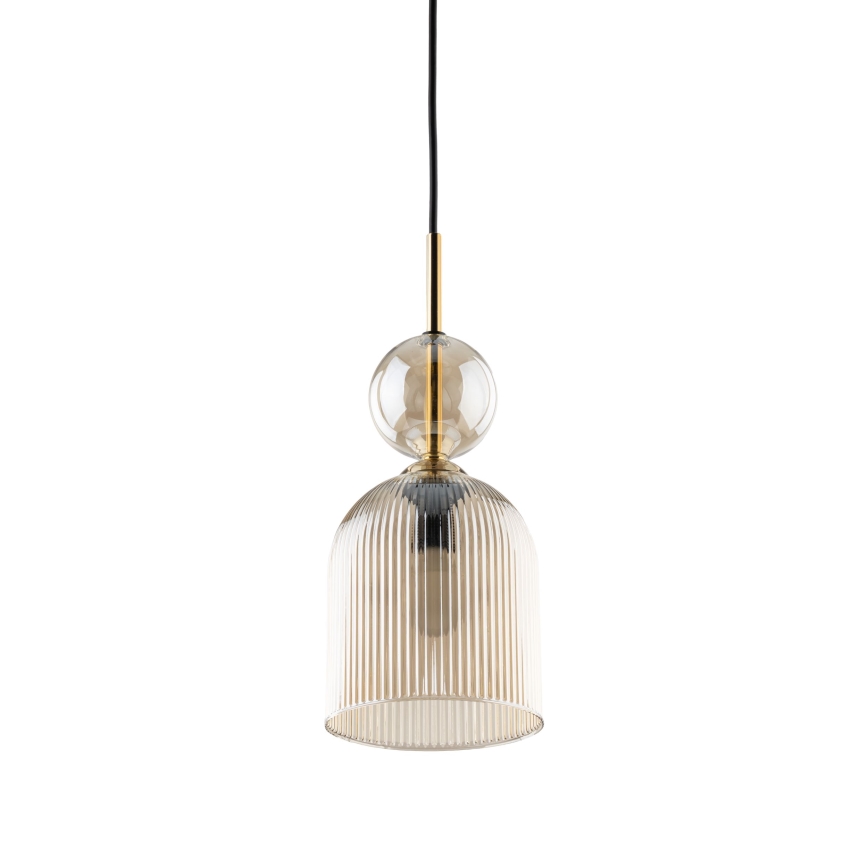 Lustr na lanku SOPHIA 1xE14/10W/230V černá/kouřová béžová