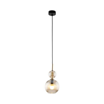 Lustr na lanku SOPHIA 1xE14/10W/230V černá/kouřová béžová