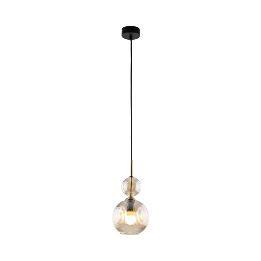 Lustr na lanku SOPHIA 1xE14/10W/230V černá/kouřová béžová