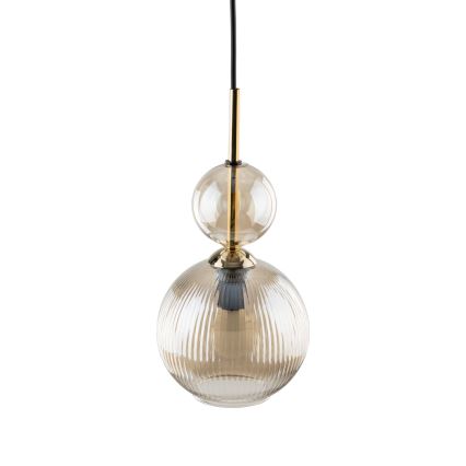 Lustr na lanku SOPHIA 1xE14/10W/230V černá/kouřová béžová