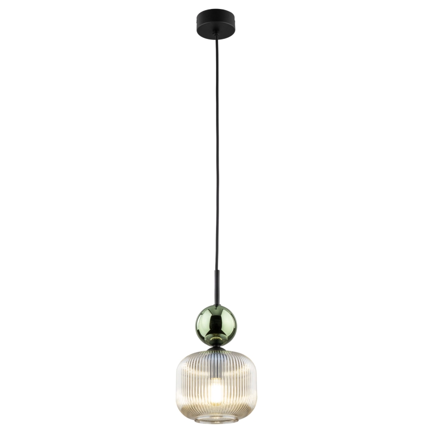 Lustr na lanku SOPHIA 1xE14/10W/230V černá/zelená/kouřová béžová