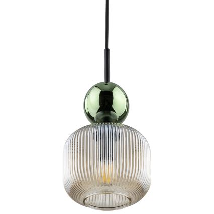 Lustr na lanku SOPHIA 1xE14/10W/230V černá/zelená/kouřová béžová