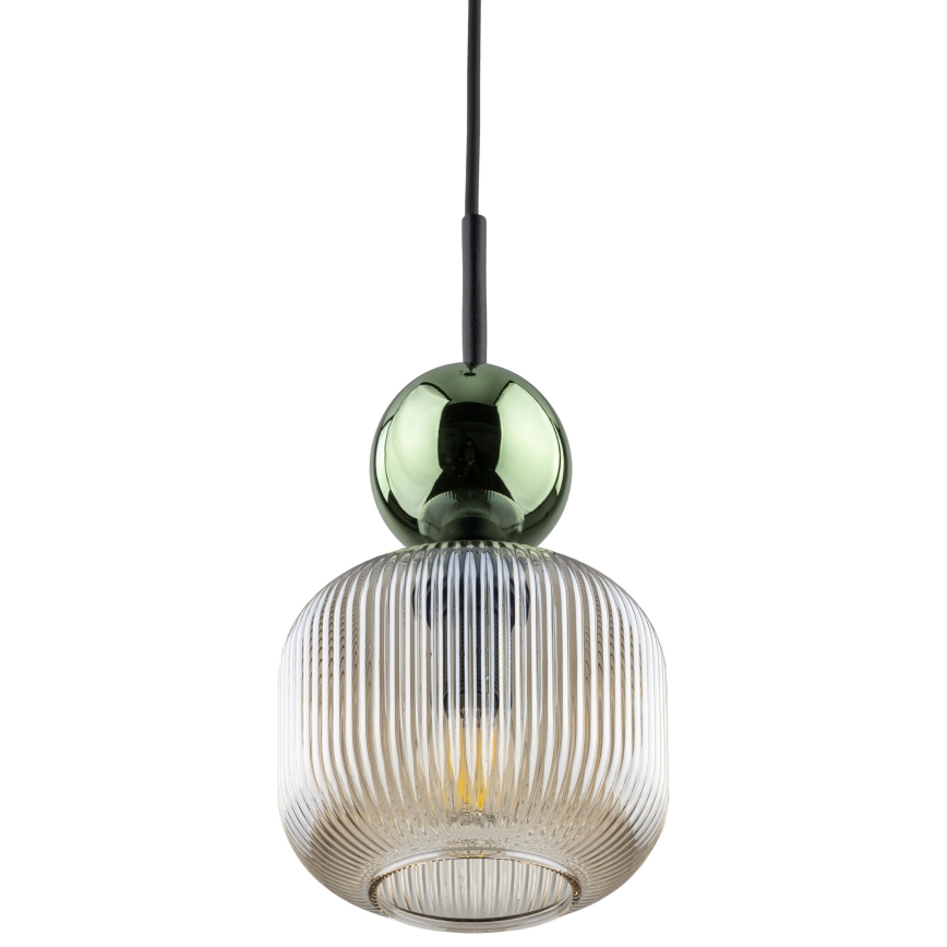 Lustr na lanku SOPHIA 1xE14/10W/230V černá/zelená/kouřová béžová