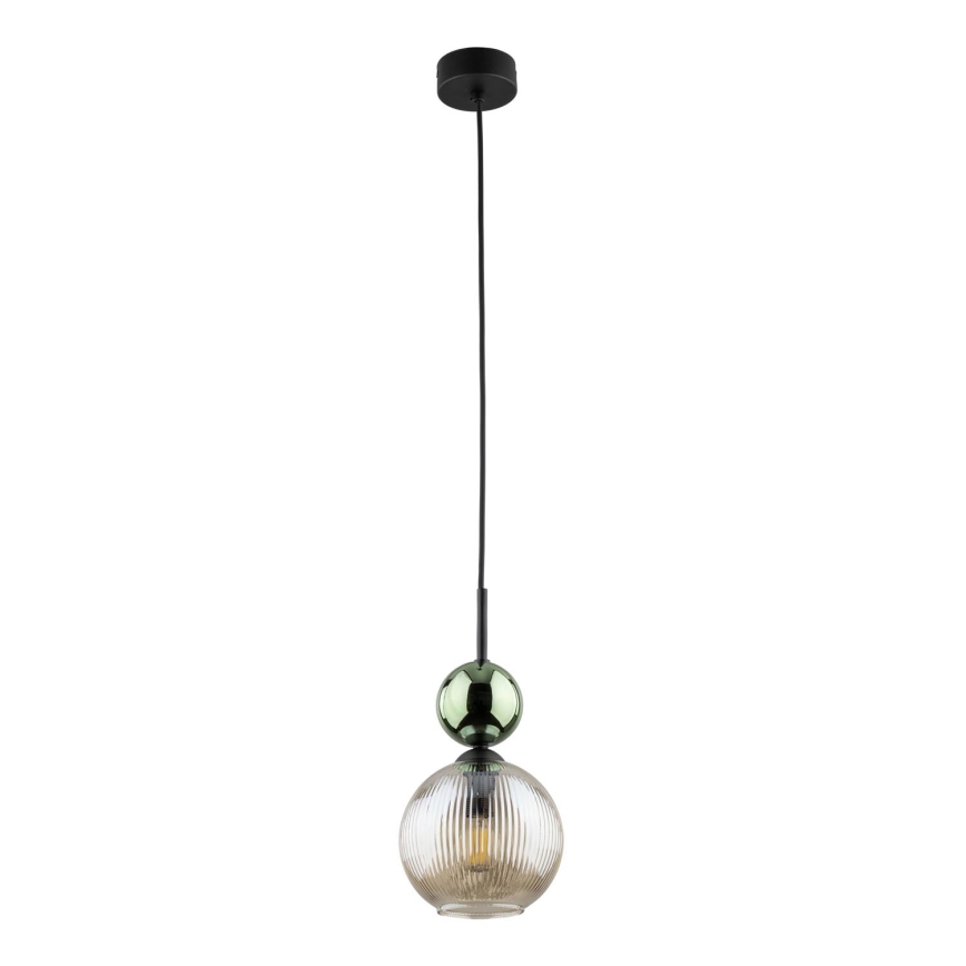 Lustr na lanku SOPHIA 1xE14/10W/230V černá/zelená/kouřová béžová