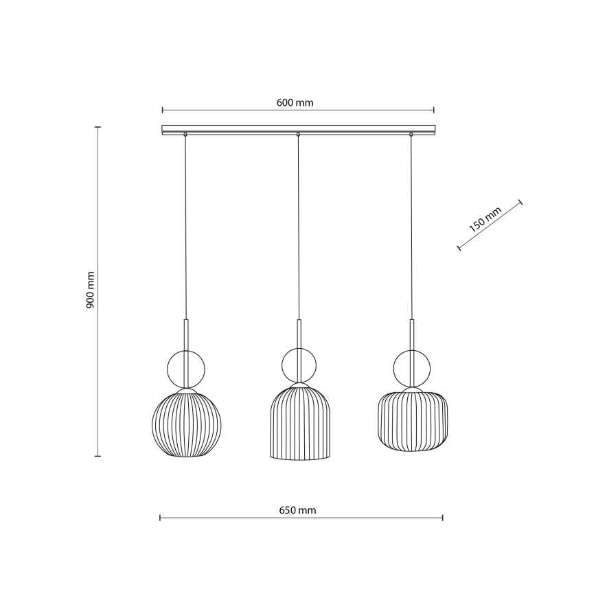 Lustr na lanku SOPHIA 3xE14/10W/230V černá/kouřová béžová