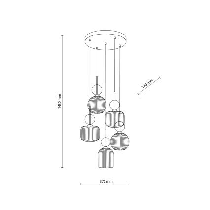 Lustr na lanku SOPHIA 5xE14/10W/230V černá/kouřová béžová