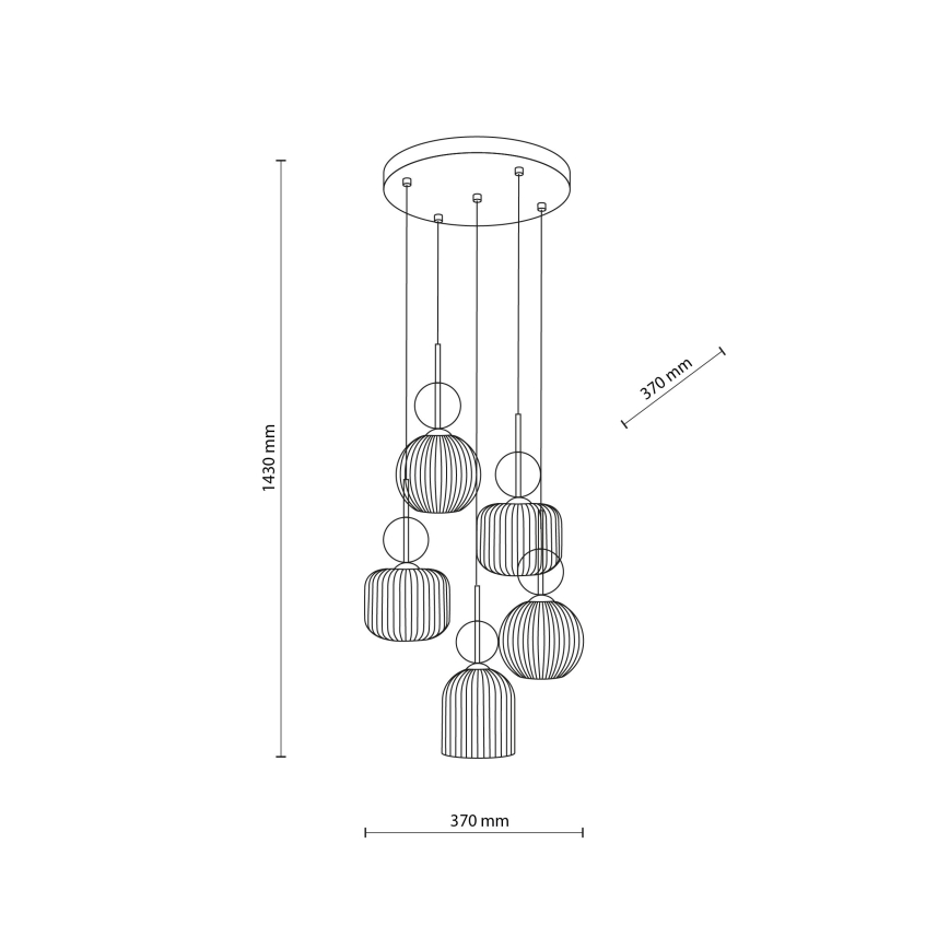 Lustr na lanku SOPHIA 5xE14/10W/230V černá/kouřová béžová
