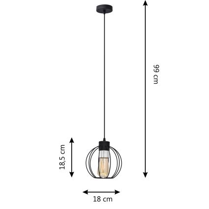 Lustr na lanku STARLIGHT 1xE27/15W/230V černá/stříbrná