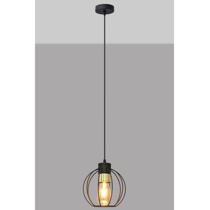 Lustr na lanku STARLIGHT 1xE27/15W/230V černá/zlatá