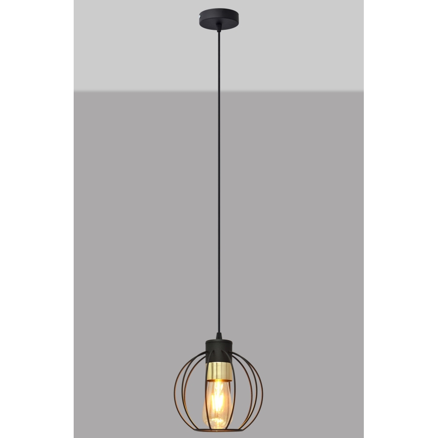 Lustr na lanku STARLIGHT 1xE27/15W/230V černá/zlatá