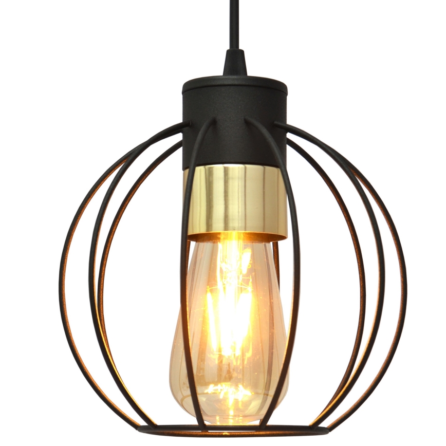 Lustr na lanku STARLIGHT 1xE27/15W/230V černá/zlatá