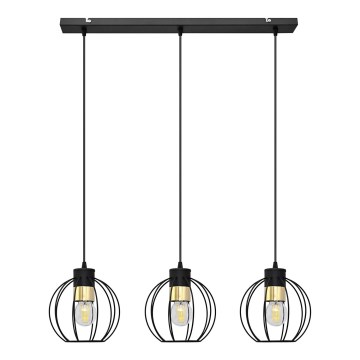 Lustr na lanku STARLIGHT 3xE27/15W/230V černá/zlatá