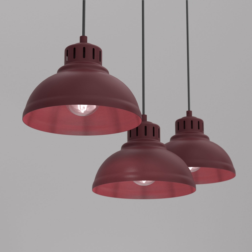 Lustr na lanku SVEN 3xE27/15W/230V burgundy