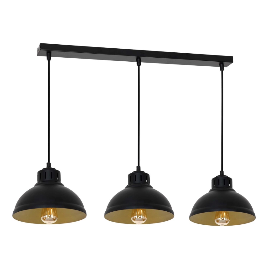 Lustr na lanku SVEN 3xE27/15W/230V černá/zlatá