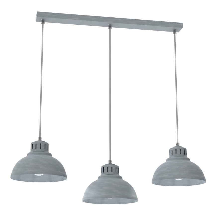 Lustr na lanku SVEN 3xE27/15W/230V šedá