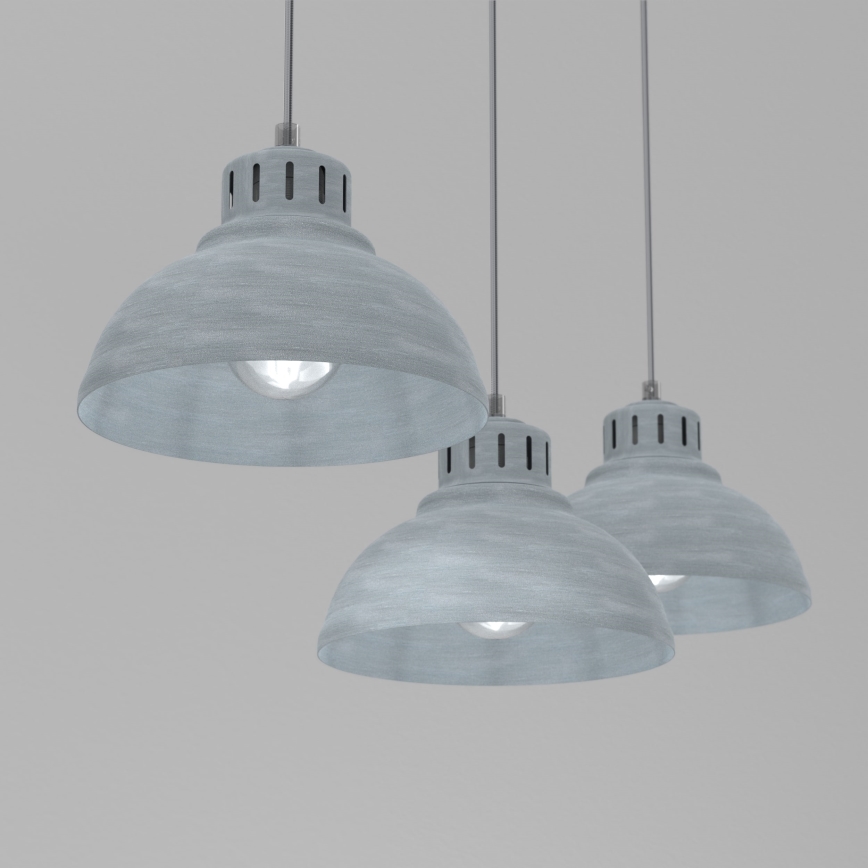 Lustr na lanku SVEN 3xE27/15W/230V šedá