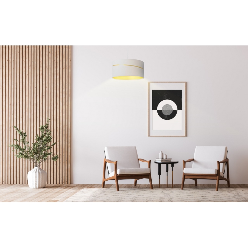 Lustr na lanku SWING 1xE27/60W/230V bílá/zlatá