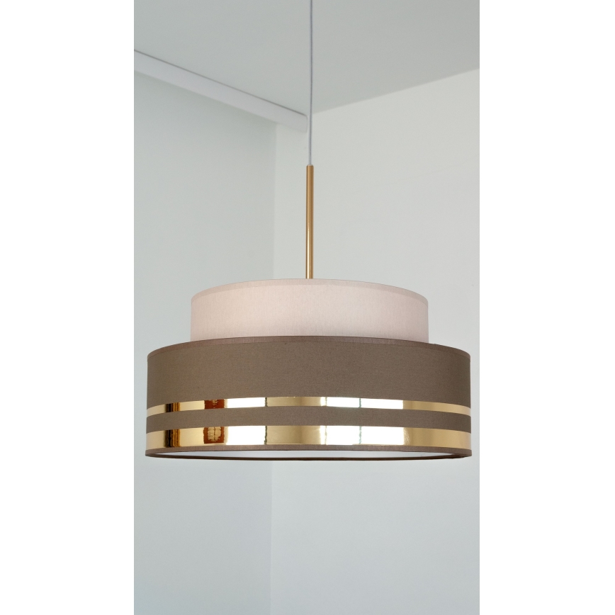 Lustr na lanku TAMI 1xE27/60W/230V béžová/hnědá/zlatá