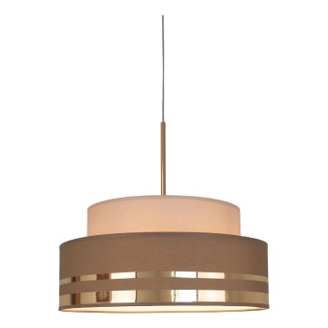 Lustr na lanku TAMI 1xE27/60W/230V pr. 40 cm béžová/hnědá/zlatá