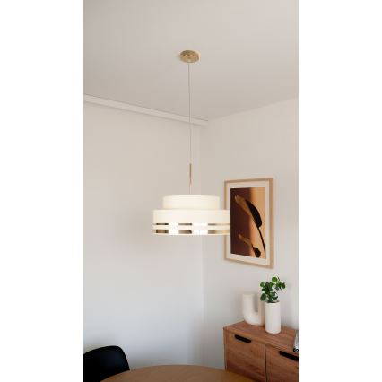 Lustr na lanku TAMI 1xE27/60W/230V pr. 40 cm béžová/zlatá