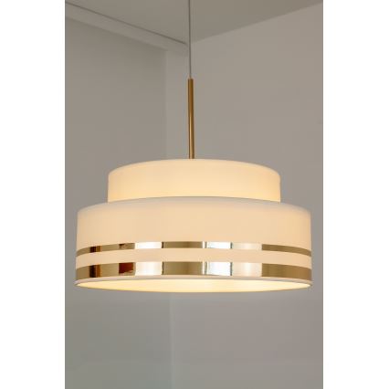 Lustr na lanku TAMI 1xE27/60W/230V pr. 40 cm béžová/zlatá