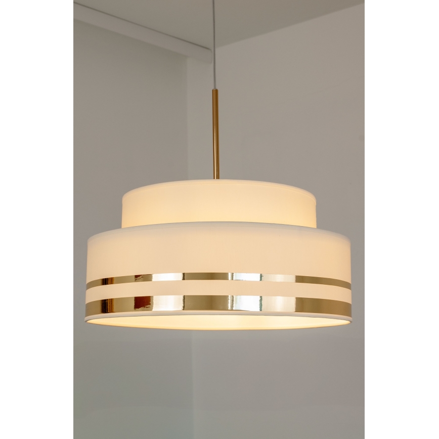 Lustr na lanku TAMI 1xE27/60W/230V pr. 40 cm béžová/zlatá