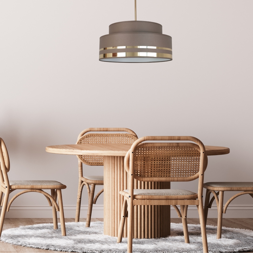 Lustr na lanku TAMI 1xE27/60W/230V pr. 40 cm hnědá/zlatá