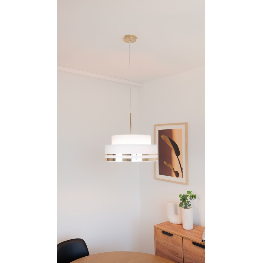 Lustr na lanku TAMI 1xE27/60W/230V pr. 40 cm krémová/zlatá