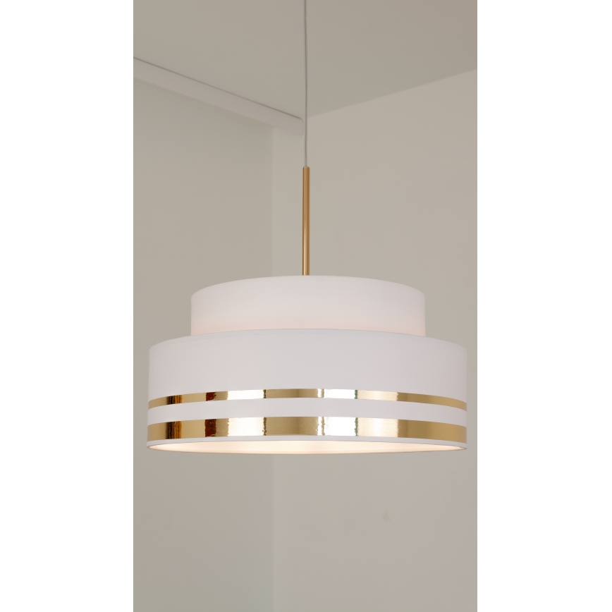 Lustr na lanku TAMI 1xE27/60W/230V pr. 40 cm krémová/zlatá