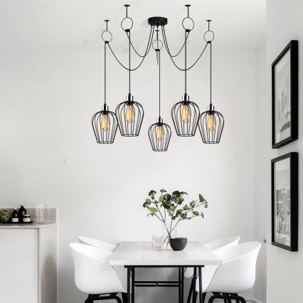 Lustr na lanku TEL 5xE27/40W/230V pavouk
