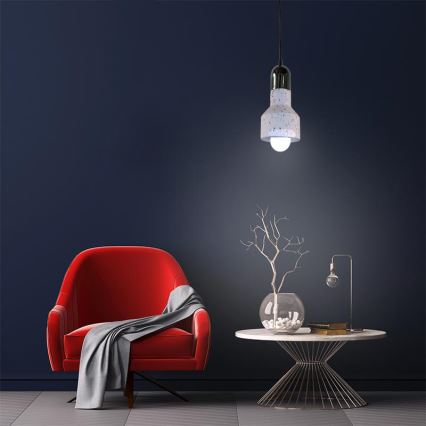 Lustr na lanku TERRAZZO 1xE27/60W/230V pr. 12 cm krémová