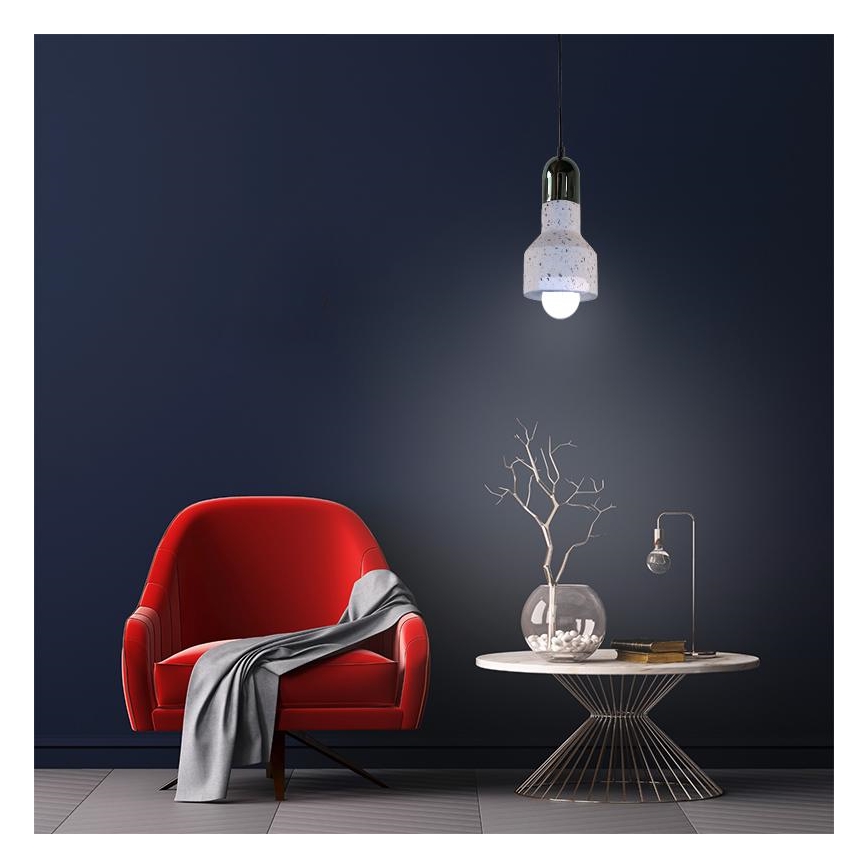 Lustr na lanku TERRAZZO 1xE27/60W/230V pr. 12 cm krémová