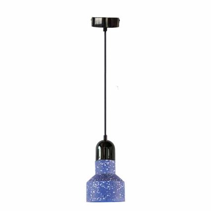 Lustr na lanku TERRAZZO 1xE27/60W/230V pr. 12 cm modrá
