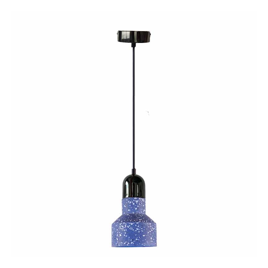 Lustr na lanku TERRAZZO 1xE27/60W/230V pr. 12 cm modrá