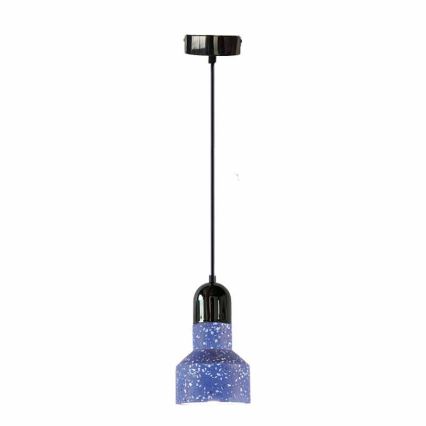 Lustr na lanku TERRAZZO 1xE27/60W/230V pr. 12 cm modrá