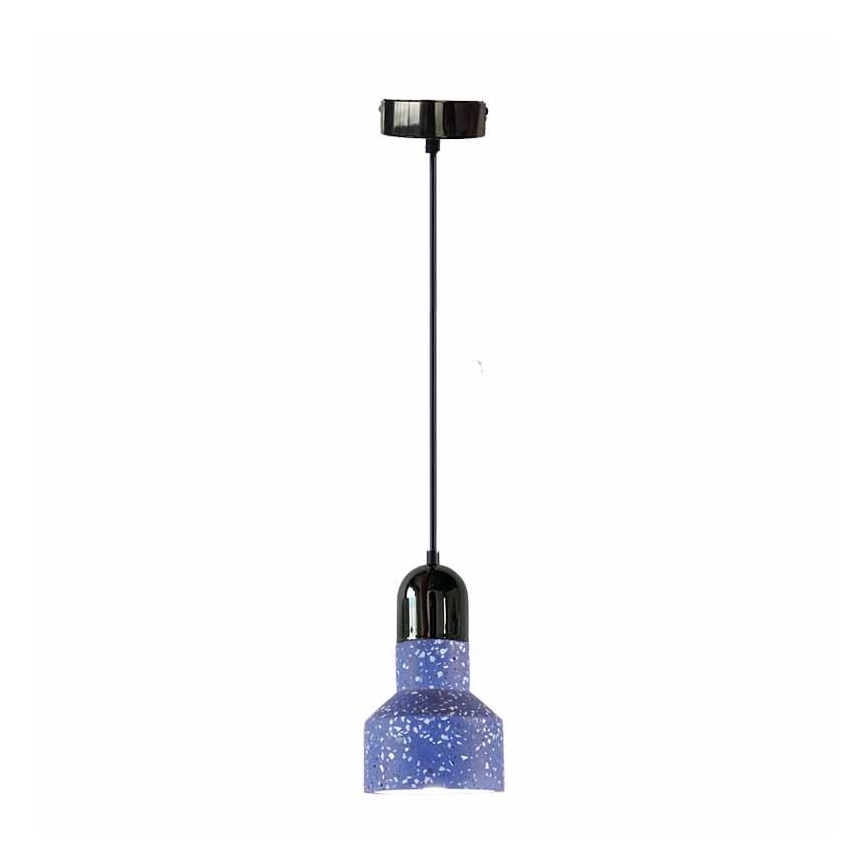 Lustr na lanku TERRAZZO 1xE27/60W/230V pr. 12 cm modrá