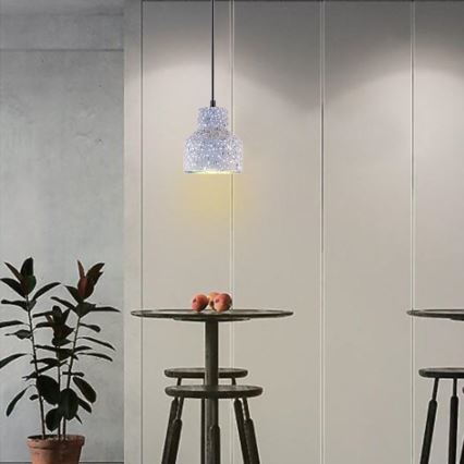 Lustr na lanku TERRAZZO 1xE27/60W/230V pr. 12 cm šedá