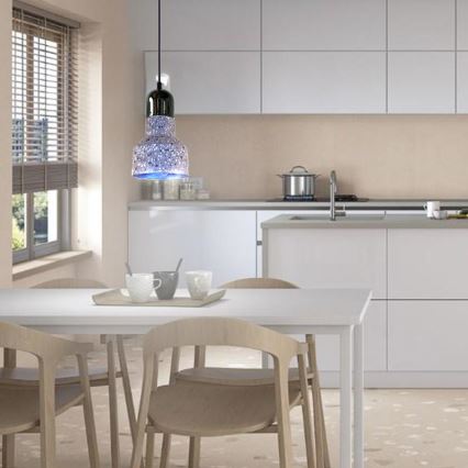 Lustr na lanku TERRAZZO 1xE27/60W/230V pr. 12 cm šedá