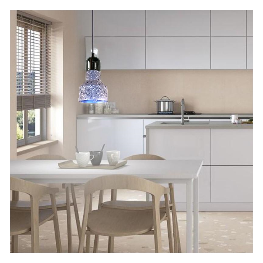 Lustr na lanku TERRAZZO 1xE27/60W/230V pr. 12 cm šedá