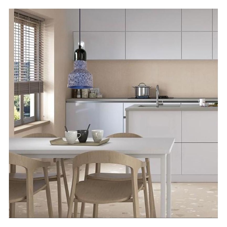 Lustr na lanku TERRAZZO 1xE27/60W/230V pr. 12 cm šedá